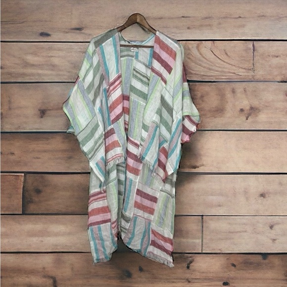 NWOT Free People 100% Linen Sail Away Kimono One Size - Picture 1 of 13